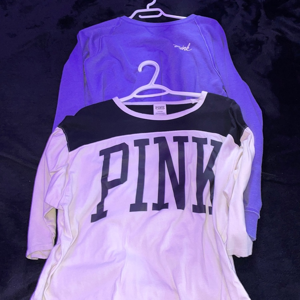 Pink one crop top long sleeve & another pink long sleeve